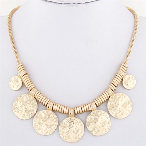 Simple Coarse Alloy Plates Pendants Design Thick Chain Fashion Necklace - Golden