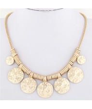 Simple Coarse Alloy Plates Pendants Design Thick Chain Fashion Necklace - Golden