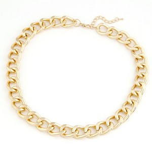 Simple Metallic Thick Chain Fashion Necklace - Gold