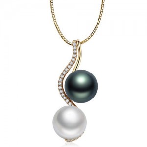 Elegant DesignTwin Pearl Decorated Necklace - Rose Gold