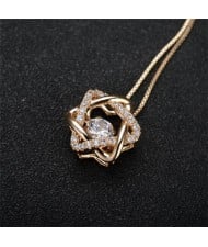 Rhinestone Inlaid Fashion Star 18K Rose Gold Plated Necklace