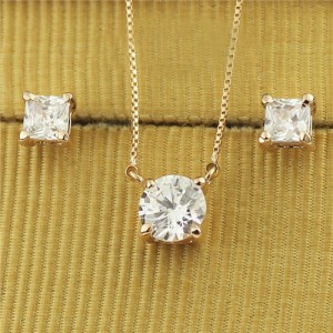 Austrian Crystal Classic Design Rose Gold Necklace and Earrings Set