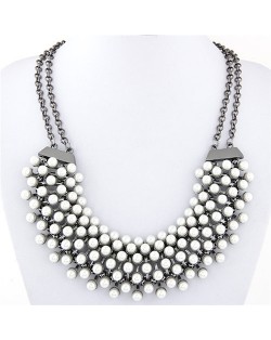 Delicate Pearl Inlaid Collar Statement Fashion Necklace