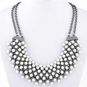 Delicate Pearl Inlaid Collar Statement Fashion Necklace