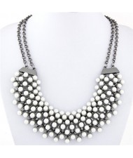 Delicate Pearl Inlaid Collar Statement Fashion Necklace