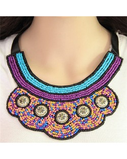 Royal Bohemian Style Mini Beads Mingled Collar Statement Fashion Necklace