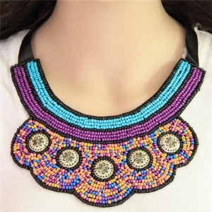 Royal Bohemian Style Mini Beads Mingled Collar Statement Fashion Necklace