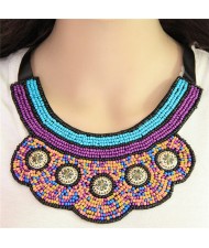 Royal Bohemian Style Mini Beads Mingled Collar Statement Fashion Necklace