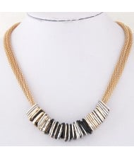 Alloy Squares Pendant Design Dual Layers Short Statement Fashion Necklace