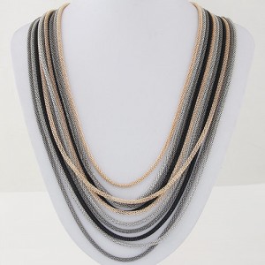 Multi-layer Assorted Colors Alloy Chains Design Fashion Necklace - Golden Gray and Black