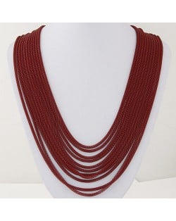 Multi-layer Red Alloy Chains Design Fashion Necklace