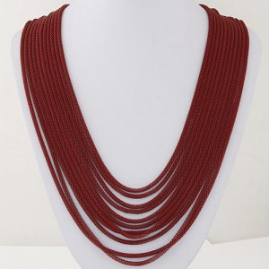 Multi-layer Red Alloy Chains Design Fashion Necklace