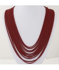 Multi-layer Red Alloy Chains Design Fashion Necklace
