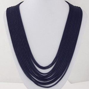 Multi-layer Ink Blue Alloy Chains Design Fashion Necklace