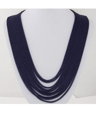 Multi-layer Ink Blue Alloy Chains Design Fashion Necklace