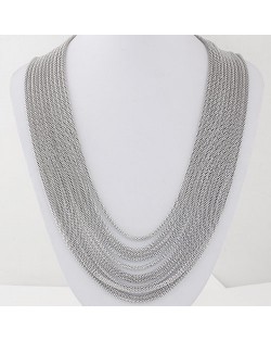 Multi-layer Silver Alloy Chains Design Fashion Necklace