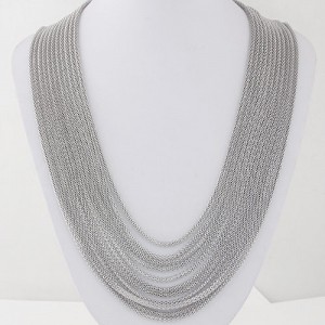 Multi-layer Silver Alloy Chains Design Fashion Necklace