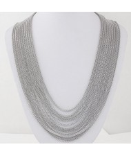 Multi-layer Silver Alloy Chains Design Fashion Necklace