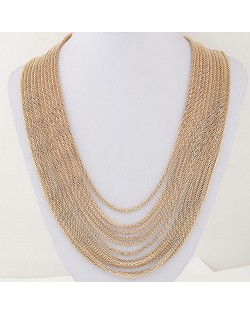Multi-layer Golden Alloy Chains Design Fashion Necklace