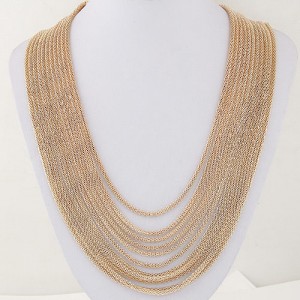 Multi-layer Golden Alloy Chains Design Fashion Necklace
