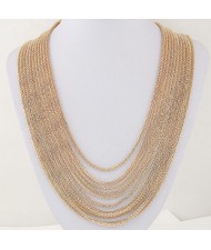 Multi-layer Golden Alloy Chains Design Fashion Necklace