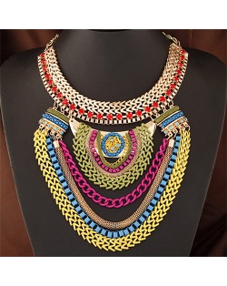 Assorted Color Chains Mixed Bold Style Costume Fashion Necklace