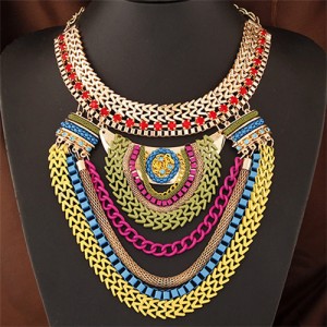 Assorted Color Chains Mixed Bold Style Costume Fashion Necklace