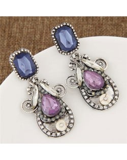 Graceful Ladybug Design Fashion Earrings - Blue