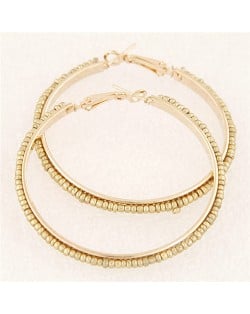 Western High Fashion Mini Beads Hoop Earrings - Golden