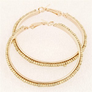 Western High Fashion Mini Beads Hoop Earrings - Golden