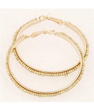 Western High Fashion Mini Beads Hoop Earrings - Golden