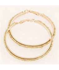 Western High Fashion Mini Beads Hoop Earrings - Golden