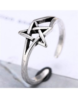 Vintage Hollow Star Design Copper Fashion Ring