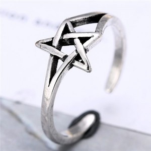 Vintage Hollow Star Design Copper Fashion Ring