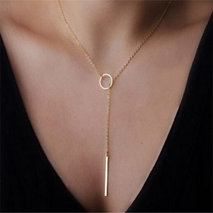Simple Design Long Chain Pendant Necklace