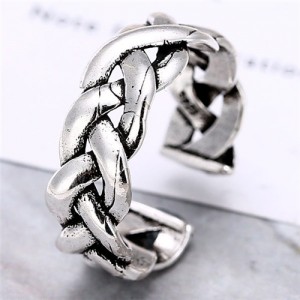 Bold Hollow Chain Style Vintage Silver Fashion Ring