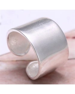 Plain Glossy Style Silver Wide Fashion Ring