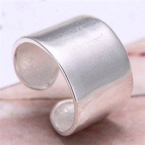 Plain Glossy Style Silver Wide Fashion Ring