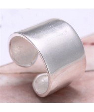 Plain Glossy Style Silver Wide Fashion Ring