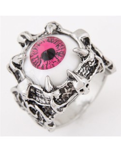 Vintage Eyeball in the Claw Design Fashion Ring - Pink