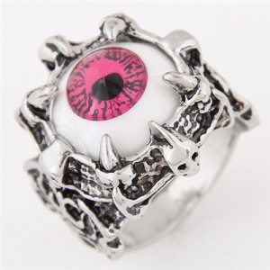 Vintage Eyeball in the Claw Design Fashion Ring - Pink