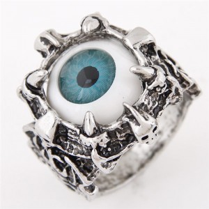 Vintage Eyeball in the Claw Design Fashion Ring - Blue