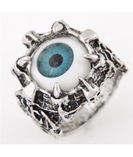 Vintage Eyeball in the Claw Design Fashion Ring - Blue
