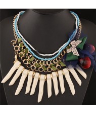 Bowknot and Fruit Decorated Seashell Totem Bohemian Fashion Necklace - Beige