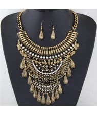 Vintage Style Multi-layer Hollow Arches Design Statement Fashion Necklace and Earrings Set - Copper
