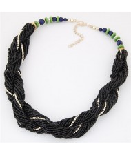 Bohemian Fashion Mini Beads Weaving Style Costume Necklace - Black