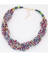 Bohemian Fashion Mini Beads Weaving Style Costume Necklace - Multicolor