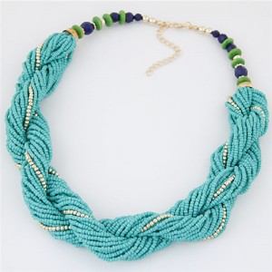 Bohemian Fashion Mini Beads Weaving Style Costume Necklace - Green