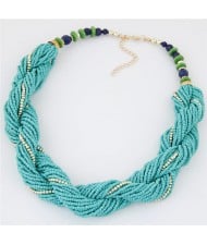 Bohemian Fashion Mini Beads Weaving Style Costume Necklace - Green