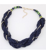 Bohemian Fashion Mini Beads Weaving Style Costume Necklace - Dark Blue